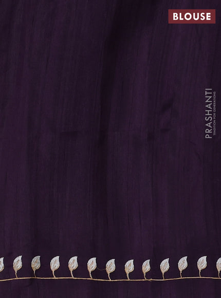 Deep Purple Semi Raw Silk Saree - Embroidery Work