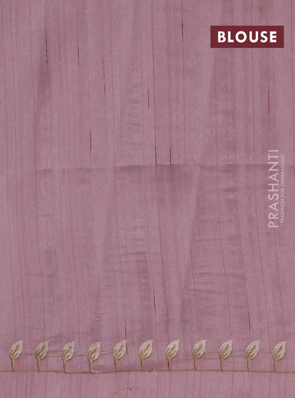 Pastel Pink Semi Raw Silk Saree - Embroidery Work