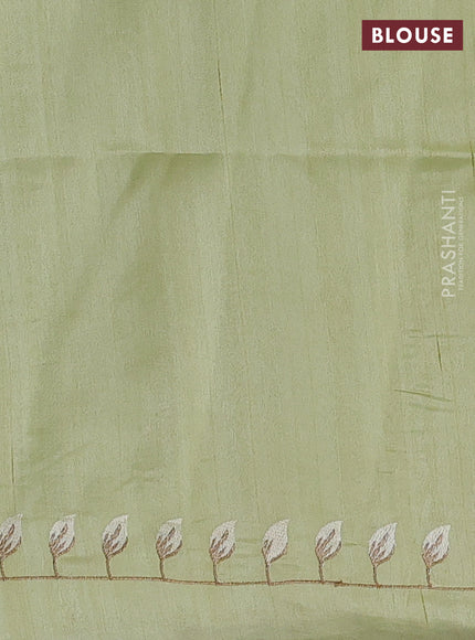 Pista Green Semi Raw Silk Saree - Embroidery Work
