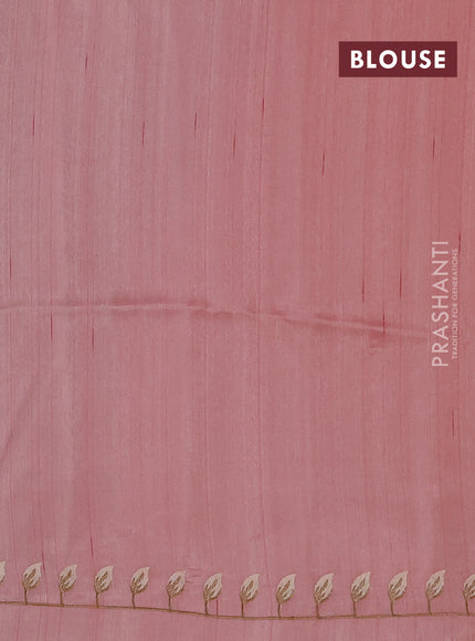 Peach Shade Semi Raw Silk Saree - Embroidery Work