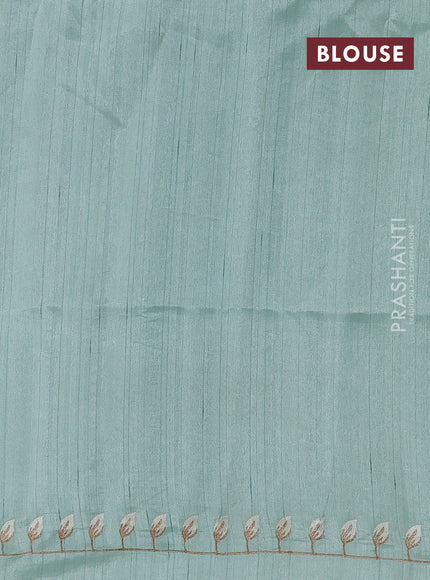 Teal Green Semi Raw Silk Saree - Embroidery Work