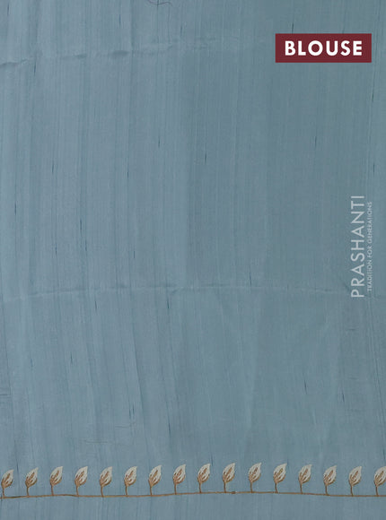 Pastel Blue Semi Raw Silk Saree - Embroidery Work