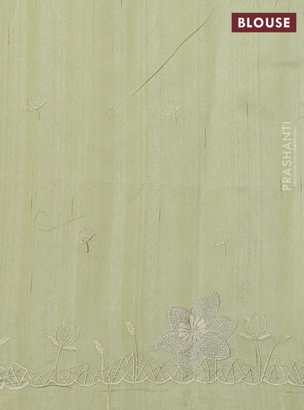 Pista Green Semi Raw Silk Saree - Embroidery Work