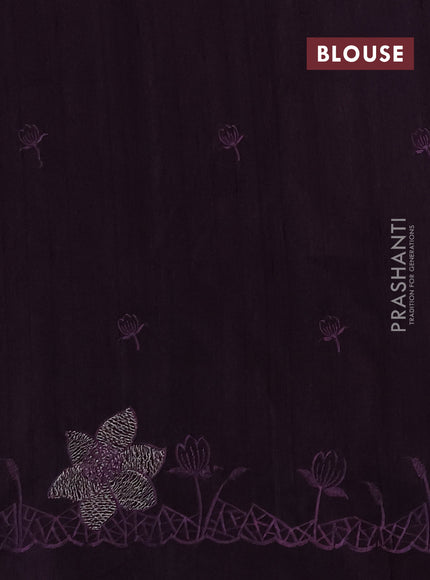 Deep Purple Semi Raw Silk Saree - Embroidery Work