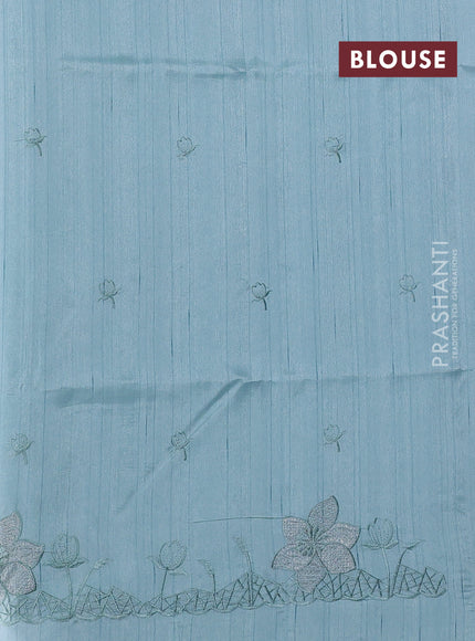 Pastel Blue Semi Raw Silk Saree - Embroidery Work