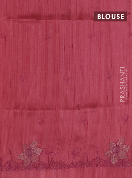 Peach Pink Semi Raw Silk Saree - Embroidery Work