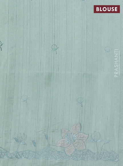 Pastel Green Semi Raw Silk Saree - Embroidery Work