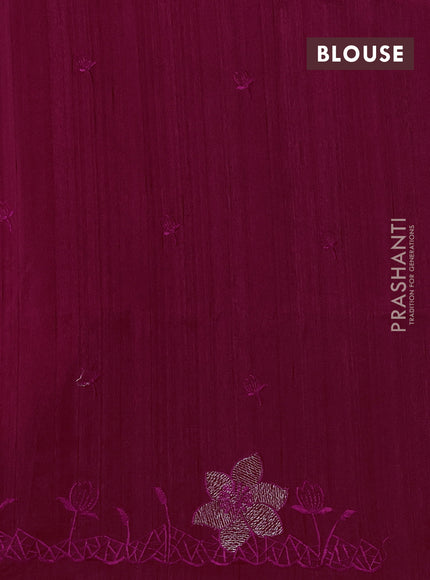 Dark Pink Semi Raw Silk Saree - Embroidery Work