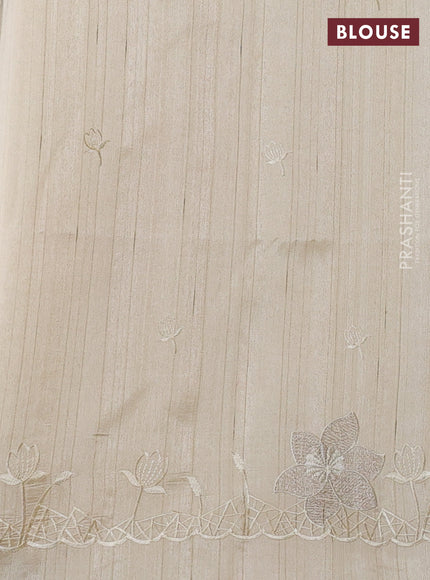 Beige Semi Raw Silk Saree - Embroidery Work