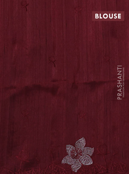 Deep Maroon Semi Raw Silk Saree - Embroidery Work