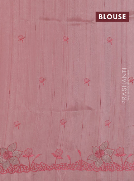 Peach Shade Semi Raw Silk Saree - Embroidery Work