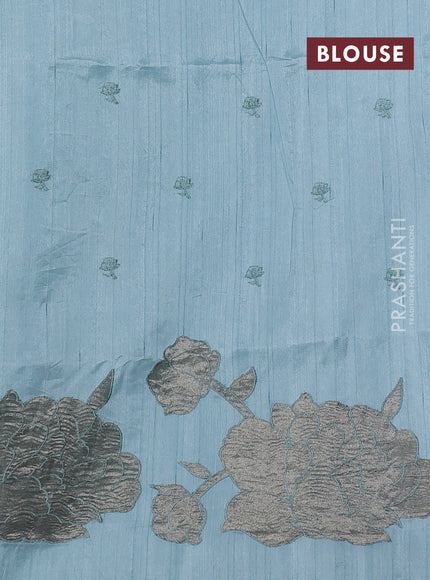 Pastel Blue Semi Raw Silk Saree - Embroidery Work