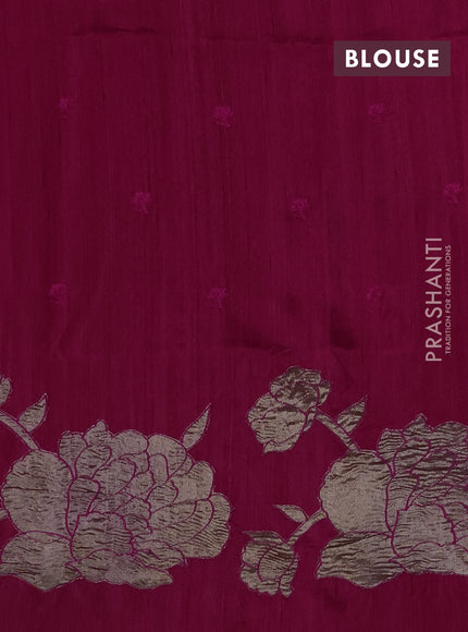 Dark Pink Semi Raw Silk Saree - Embroidery Work