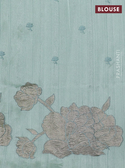 Pastel Green Semi Raw Silk Saree - Embroidery Work