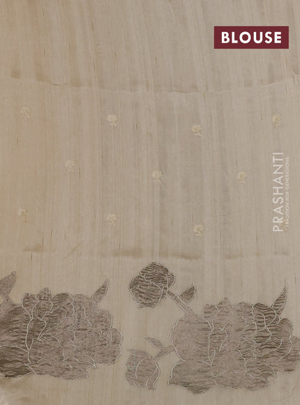 Beige Semi Raw Silk Saree - Embroidery Work