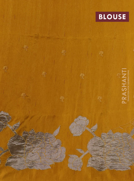 Mustard Yellow Semi Raw Silk Saree - Embroidery Work