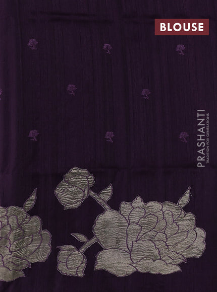 Deep Purple Semi Raw Silk Saree - Embroidery Work