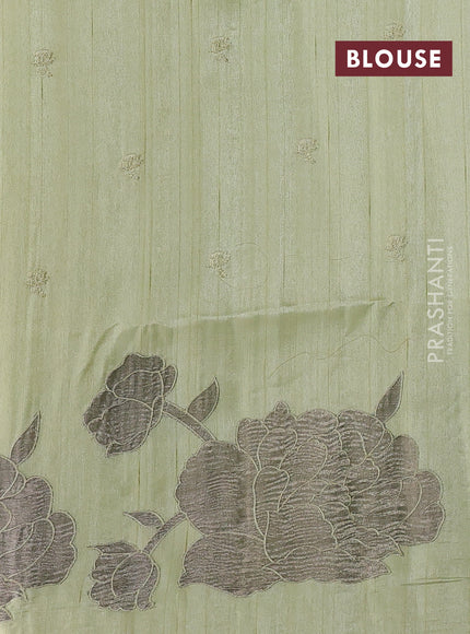 Pista Green Semi Raw Silk Saree - Embroidery Work