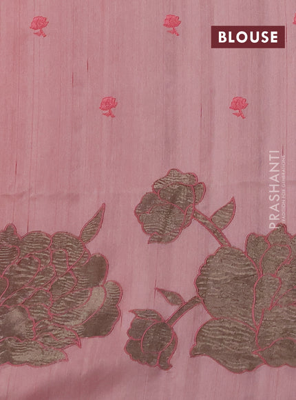 Peach Shade Semi Raw Silk Saree - Embroidery Work