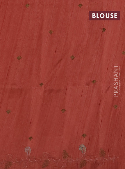 Dark Peach  Semi Raw Silk Saree - Embroidery Work