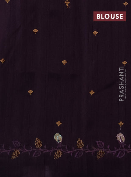 Deep Purple Semi Raw Silk Saree - Embroidery Work