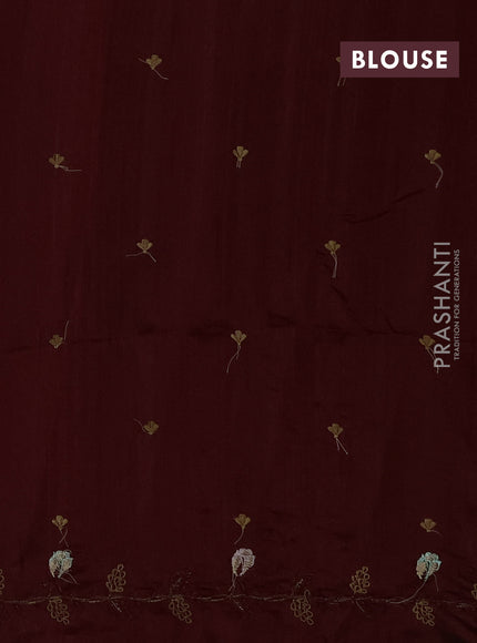 Deep Maroon Semi Raw Silk Saree - Embroidery Work