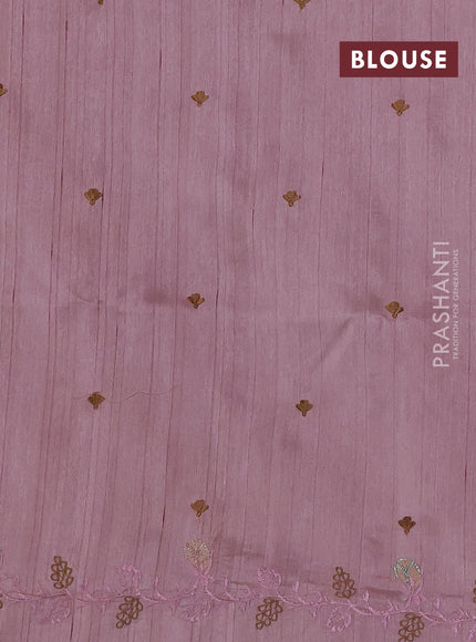 Pastel Pink Semi Raw Silk Saree - Embroidery Work