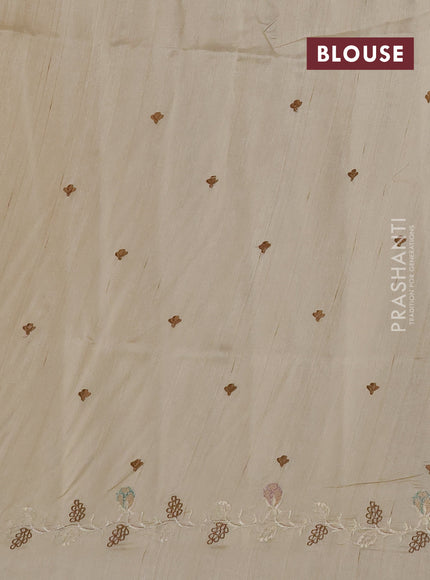 Beige Semi Raw Silk Saree - Embroidery Work