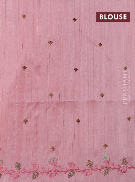Peach Shade Semi Raw Silk Saree - Embroidery Work