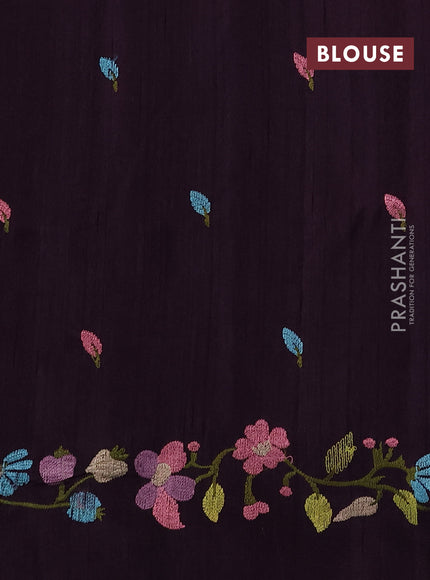 Deep Purple Semi Raw Silk Saree - Embroidery Work