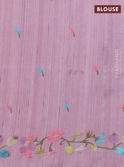 Pastel Pink Semi Raw Silk Saree - Embroidery Work