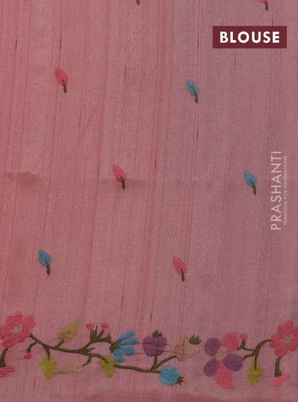 Peach Shade Semi Raw Silk Saree - Embroidery Work
