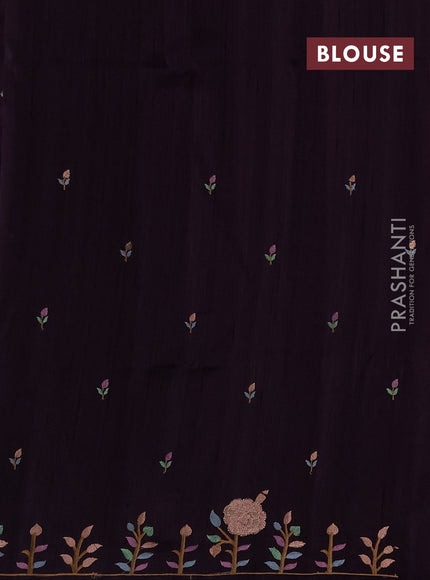 Deep Purple Semi Raw Silk Saree - Embroidery Work