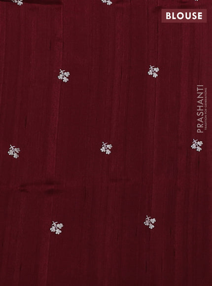 Maroon Semi Raw Silk Saree - Embroidery Work