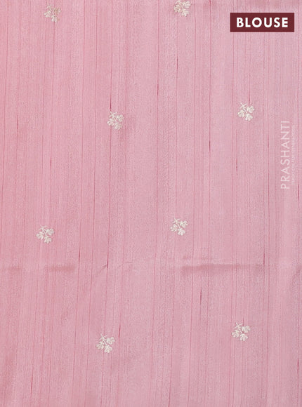 Peach Semi Raw Silk Saree - Embroidery Work