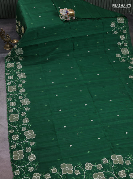 Green Semi Raw Silk Saree - Embroidery Work