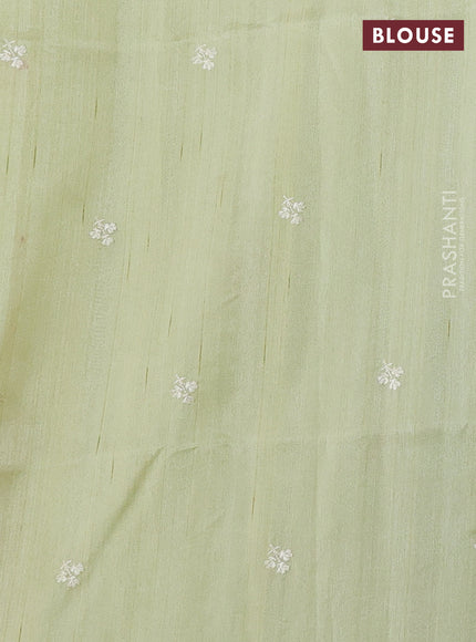 Pista Green Semi Raw Silk Saree - Embroidery Work