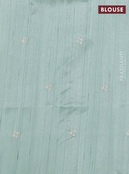 Pastel Green Semi Raw Silk Saree - Embroidery Work