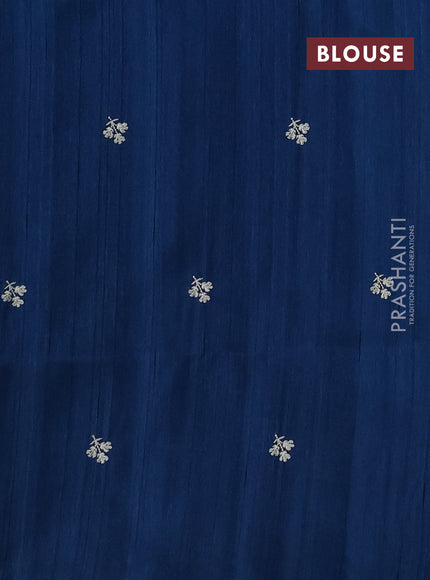 Peacock Blue Semi Raw Silk Saree - Embroidery Work