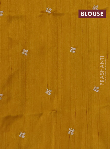 Mustard Yellow Semi Raw Silk Saree - Embroidery Work