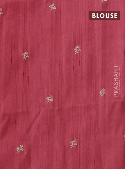 Peach Pink Semi Raw Silk Saree - Embroidery Work