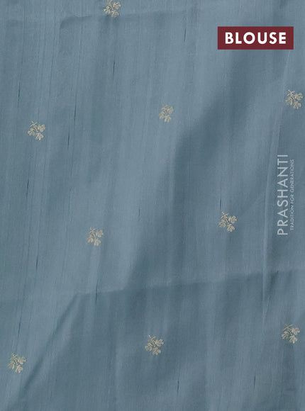 Pastel Blue Semi Raw Silk Saree - Embroidery Work
