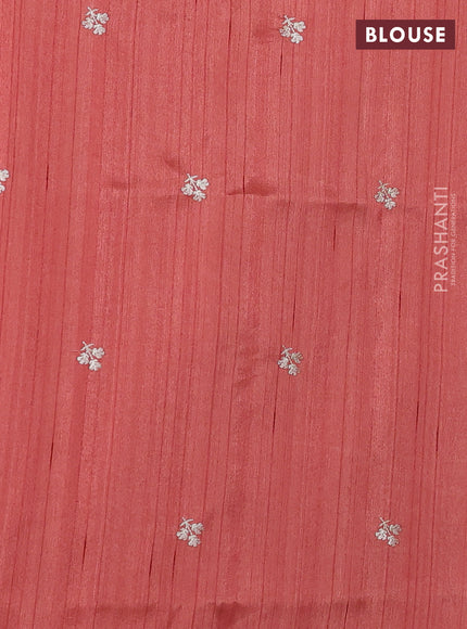 Peach Semi Raw Silk Saree - Embroidery Work