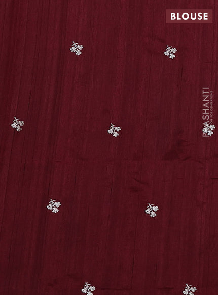 Deep Maroon Semi Raw Silk Saree - Embroidery Work