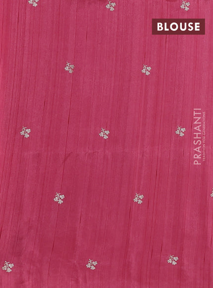 Peach Pink Semi Raw Silk Saree - Embroidery Work