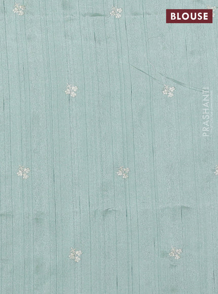 Pastel Green Semi Raw Silk Saree - Embroidery Work