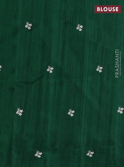 Bottle Green Semi Raw Silk Saree - Embroidery Work