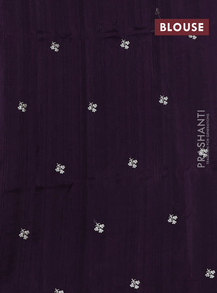 Deep Purple Semi Raw Silk Saree - Embroidery Work