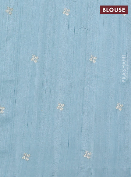 Pastel Blue Semi Raw Silk Saree - Embroidery Work
