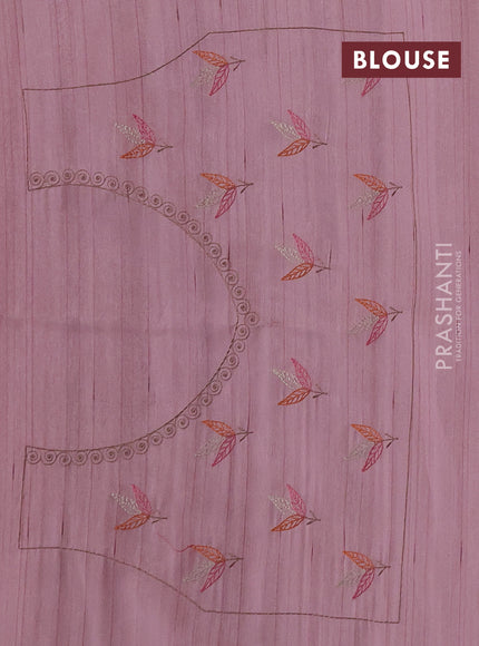 Pastel Pink Semi Raw Silk Saree - Embroidery Work